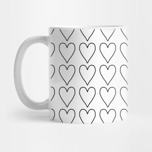 Valentines Day Black Heart Line Pattern Mug